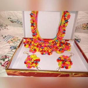 Colorful Crochet Necklace and Earring Set